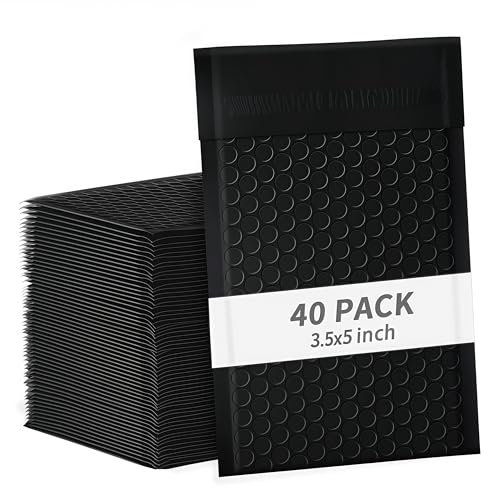 3.5x5 Inch Black Bubble Mailers 40 Pack Self-Seal Poly Padded Envelopes Suitable for Small Businesses to Package and Mail Jewelry Cosmetics, Electronic Products, Cards (Black, 3.5x5-40) - color: Black, size: 3.5x5-40
