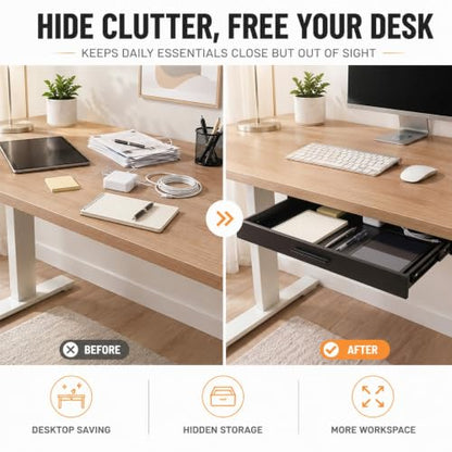 Menkxi 22 x 14 in Under Desk Drawer,Slide out Storage Organizer Heavy Duty - size: 22 x 14 in