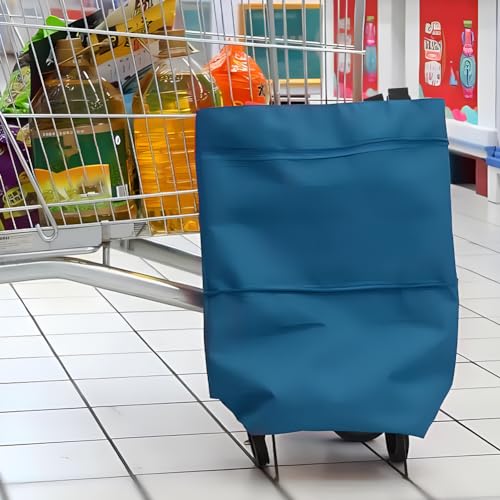 Collapsible Shopping Cart with 360° Swivel Wheels, Reusable Foldable Tote Grocery Cart for Travel Camping and Home - color: Lake Blue