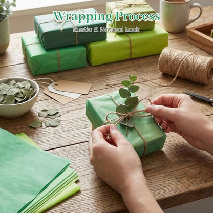 Koogel 330 Sheets Green Tissue Paper, 5 Shades, 14 X 10 inches - color: Assorted Green