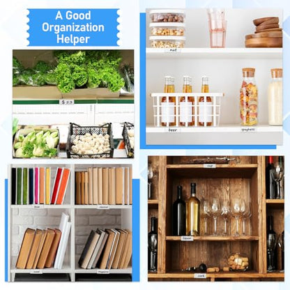 100 Pcs Shelf Label Holder,Clear Plastic Price Tag with Non-adhesive Paper Label Inserts 2.4 in L x 1 in H for Bookshelf Shelves, Wood Shelf Sign and Ticket Holder,Clips On to Shelves 3/4" to 1" Thick