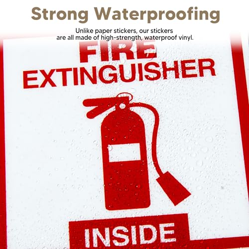 2 PCS Fire Extinguisher Inside Sign Stickers,Self Adhesive Vinyl Safety Label Waterproof, Fade and Scratch Resistant, Suitable for Indoor and Outdoor,Red on White - color: Red1