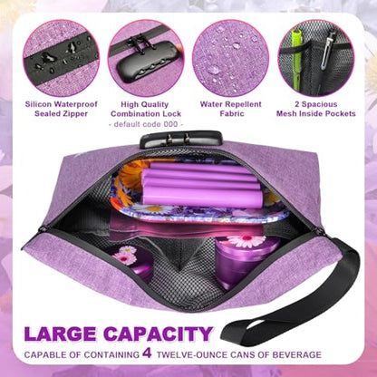 Smell Proof Bag with Combination Lock Large Storage Container Medicine Lock Bag Money Organizer Travel Storage Pouch - color: Purple