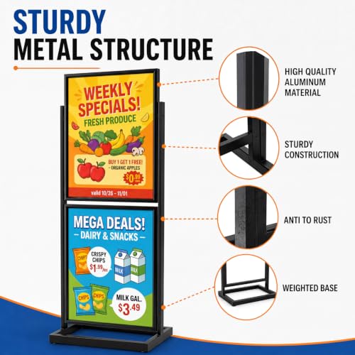 Gisafai 1 Pcs 1 Pcs 2 Tier Sign Holder Floor Stand 22x28 Double Sided