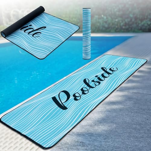 Tinideya Pool Deck Mats Non Slip Rubber with Drainage,Blue,23.62" X 67.72" - color: Blue, size: 2' x 6' (Rectangular)