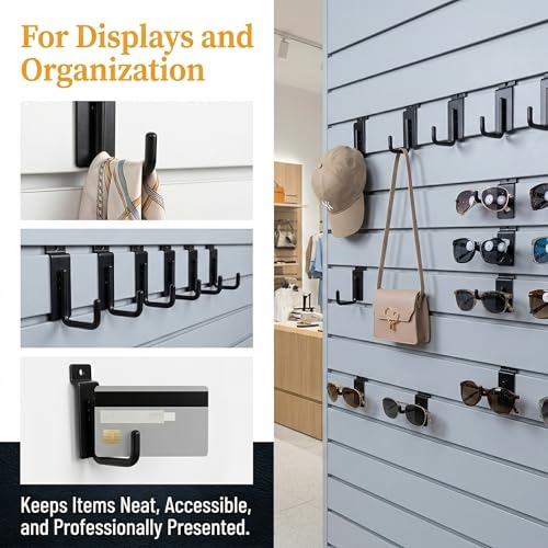 2 Pcs Slatwall Hooks J Shape Heavy Duty Hook Hangers for Display Slatboard Wall Accessories Hardware Hanging Garment Hook for Slate Panel Black 3.25 Inch
