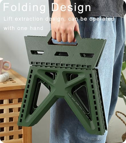 Folding Step Stool Holds 440 lbs - 9" Sturdy Foldable Step Stool with Non-Slip Base, Space Saving for Kitchen, Bathroom, Camping (Green) - color: Green