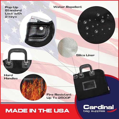Lockable Fire Resistant Document Bag, Black - color: Black