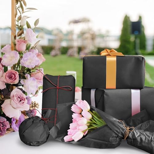 120 Sheets Black Tissue Paper for Gift Bag Wrapping,14 x 20 Inch - color: Black