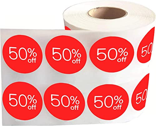 1000 Pcs 1.5 Inch 50% Discount Stickers Round 50% Price Stickers Roll
