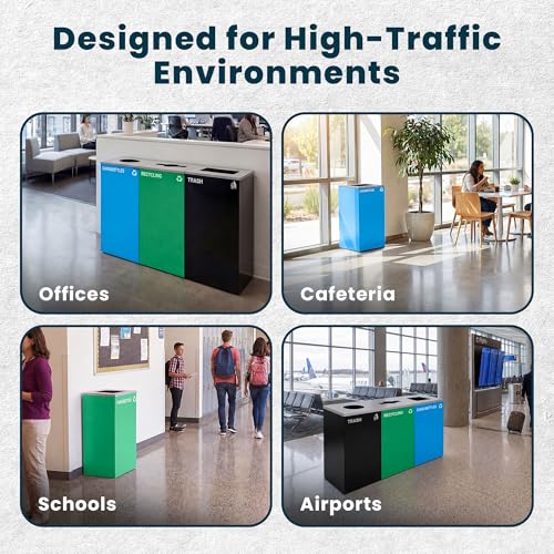 Alpine Square Lid Industries 29 Gallon Sturdy Steel Cube Recycling Container, Square Opening - 3 Color Cans Available Sold Separately (Lid Square Opening) - color: Lid Square Opening