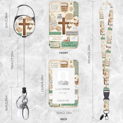 Bible Verse Lanyard with ID Badge Holder and Retractable Badge Reel - color: Bible Verse Cross