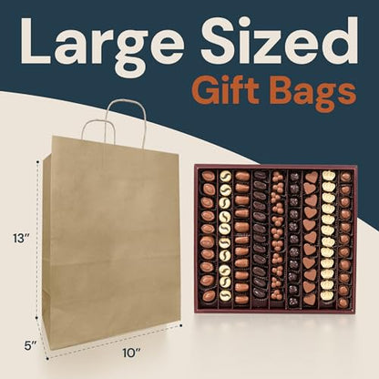 Reli. 10x5x13 in. Brown Paper Bags with Handles | 55 Pack | Kraft Paper