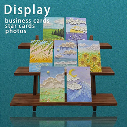 51pcs 3-Tier Wood Earring Display Stand, Retail Display Riser Earring, Ring Holder Stand, Removable Countertop Small Merchandise Display Stand with 50 Pcs Earring Card (Light Brown) - color: 3 Tier