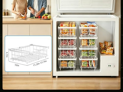 2 Pack Expandable Freezer Organizer Bins, Stackable Chest Freezer Basket - color: White, size: 2 Packs