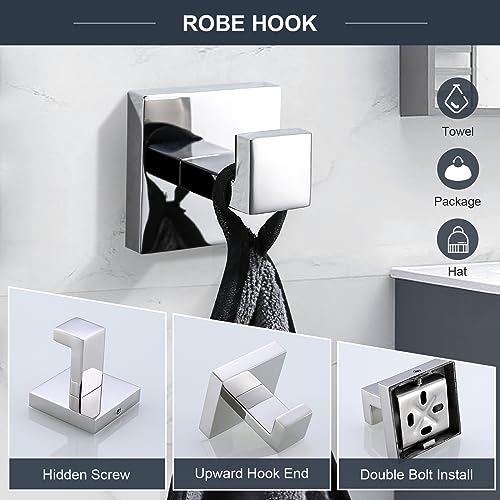 TQKAG 6-Piece Towel Bar Set, 23.6" Bathroom Hardware Set, Polished Chrome - color: Polished Chrome, size: 6-Pieces Set-A