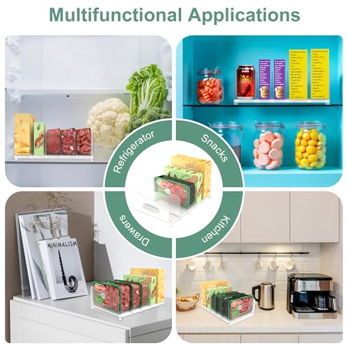 Freezer Organizer,12" Visible Fridge Organizer Rack with Removable Dividers - color: White