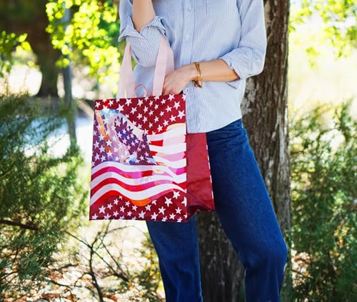 Earthwise Reusable Grocery Bags – Patriotic Gift Totes, Foldable & Water‑Resistant Shopping Bags, Durable Multi‑Use Eco Bags with Soaring Eagle Design (5 Pack)