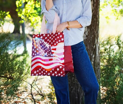 Earthwise Reusable Grocery Bags – Patriotic Gift Totes, Foldable & Water‑Resistant Shopping Bags, Durable Multi‑Use Eco Bags with Soaring Eagle Design (5 Pack)