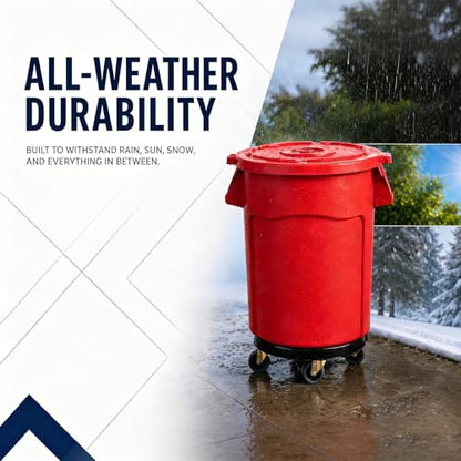 20 Gallon Outdoor Trash Can with Lid and Wheels, Red, 1Pack - color: RED