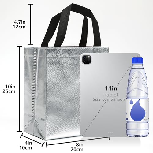 KeerxunBag Silver Gift Bags - 12pk - Reusable - With Inner Liner Paper - color: Silver