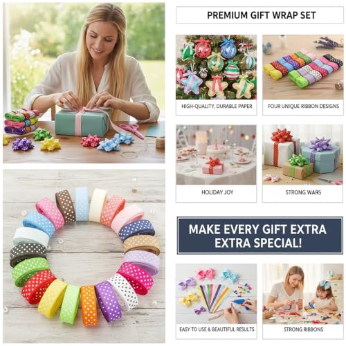 QingHan Polka Dot Grosgrain Ribbon: 5/8 inch 40 Yards (20colors x 2yards) - color: 5/8 Polka Dot