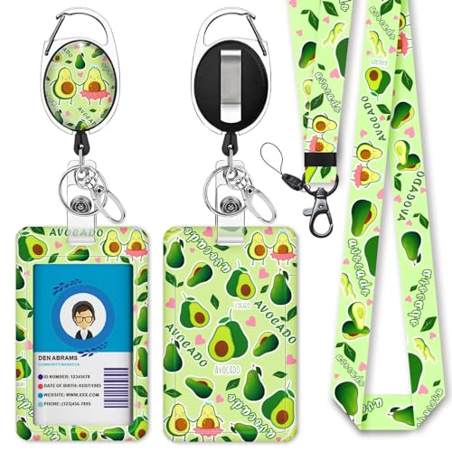 Giancomics Avocado Lanyards for ID Badges Holder Retractable Badge Reel - color: Avocado