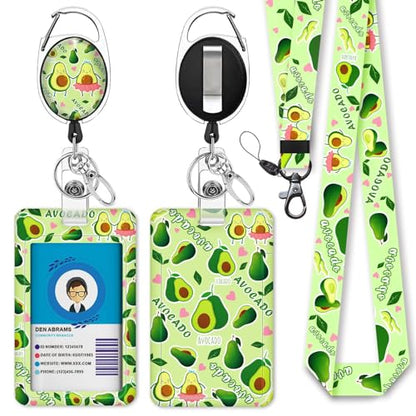 Giancomics Avocado Lanyards for ID Badges Holder Retractable Badge Reel - color: Avocado