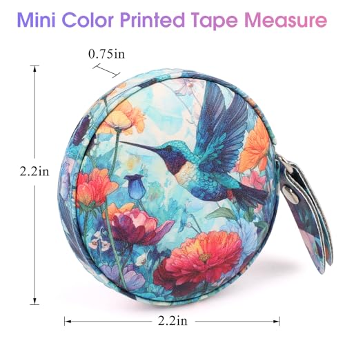 Retractable Mini Leather Tape Measure, Auto Retract Hummingbird - color: Hummingbird