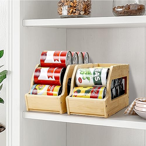 Yumkfoi Bamboo Can Organizers and Storage for Pantry(2 Pack), Stackable - style: For 26 cans in set of two