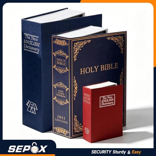 SEPOX® Twins Safe Book Lock Box Real Paper Cover with Larger Steel Interior - color: RedRed