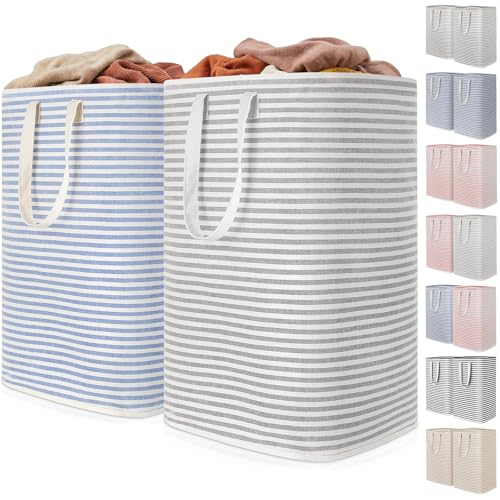 Lifewit 80L Large Laundry Baskets, Laundry Hampers Bags, 2 Pack, Grey&Blue - color: Grey-Blue, size: 80L
