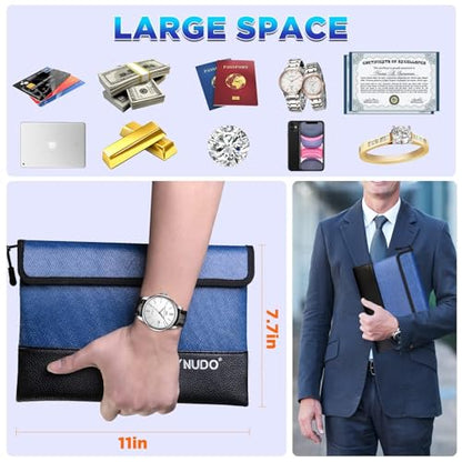 Small Fireproof Money Pouch for Cash with Zipper Bank Bag - color: Blue, size: Medium