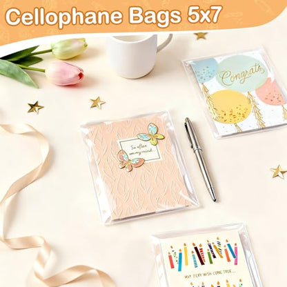 PigPotParty 5x7 in Clear Cellophane Treat Bags, Self-Sealing, 200 Pcs - color: 5"x7" (200pcs)