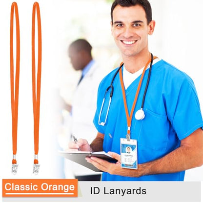 Marspark 200 Pcs Lanyards for ID Badges, Flat Swivel Hook,Orange - color: Orange