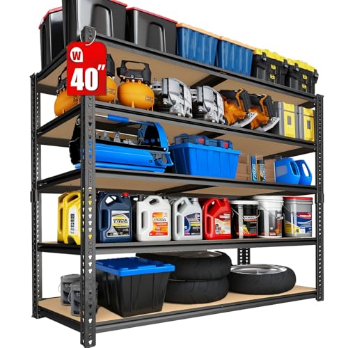 Garage Storage Shelves, Heavy Duty Shelving, 20" D x 40" W x 72" H - size: 20"D x 40"W x 72"H