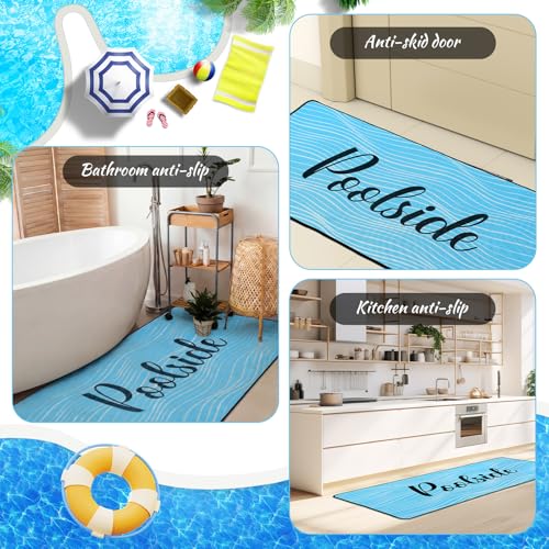 Tinideya Pool Deck Mats Non Slip Rubber with Drainage,Blue,23.62" X 47.24" - color: Blue, size: 2' x 4' (Rectangular)