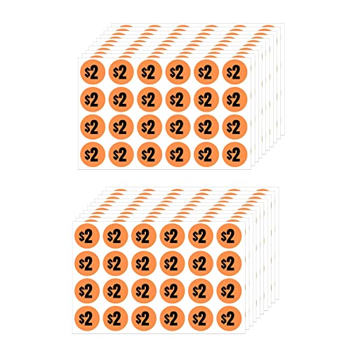 Mobiusea Creation 480pcs 2 Dollar Price Stickers Price Tag Labels 3/4" - size: 2 Dollars | 480pcs