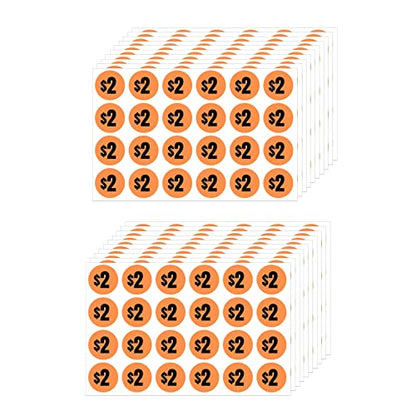 Mobiusea Creation 480pcs 2 Dollar Price Stickers Price Tag Labels 3/4" - size: 2 Dollars | 480pcs