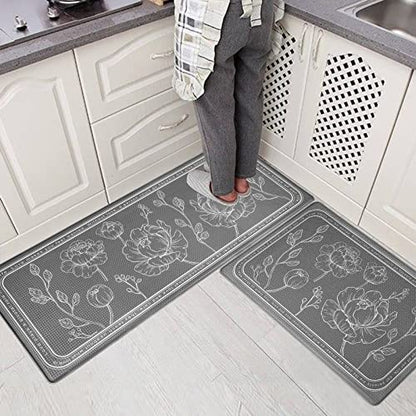 Kitchen Floor Mat Set of 2, Anti Fatigue Kitchen Mat 20"x32"+20"x47" - color: Grey, size: 20"x32"+20"x48"