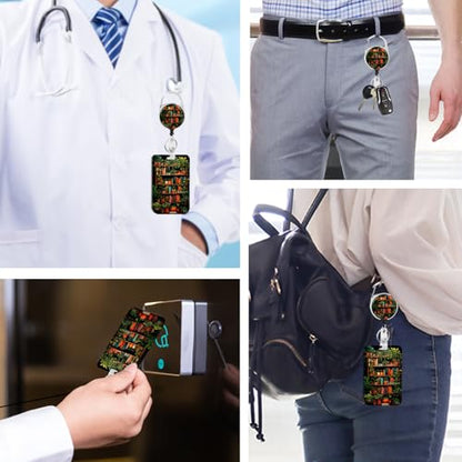 2 Pack Bookshelf ID Badge Holder with Clip Badge Reels - color: 2 Pack-bookshelf