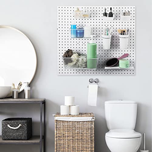 Sieral 6 Pieces Pegboard Baskets Wall Mount Wire Peg Board Baskets, White - color: White