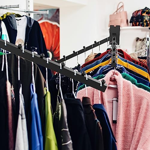 4 Pack Black Gridwall Clothes Hanger with 5 Balls - 12 Inch Rectangular Tube Display for Wire Grid and Grid Wall