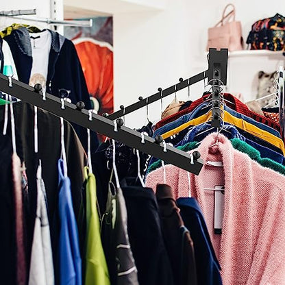 4 Pack Black Gridwall Clothes Hanger with 5 Balls - 12 Inch Rectangular Tube Display for Wire Grid and Grid Wall