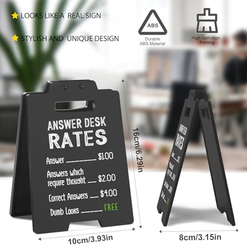 Office Desk Decor Funny Sign "Answer Desk Rates" Humor Plaque, Sarcastic Funny Gag Gift for Coworker, Friends, IT Support, Boss, Customer Service, Cubicle Decor, Christmas White Elephant Gifts - style: "Answer Desk Rates"