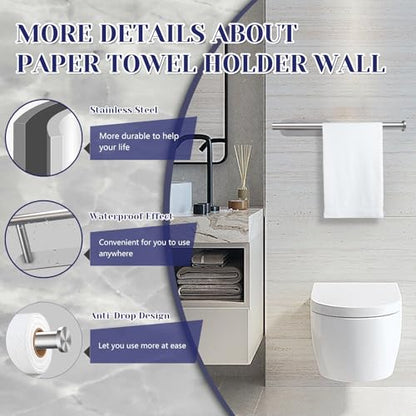 Sliver Paper Towel Holder, Self Adhesive Paper Towel Holder Under Cabinet - color: Sliver