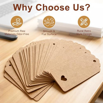 100 PCS Gift Tags with String, 3.7 x 1.8 Inch Kraft Paper Price Tags