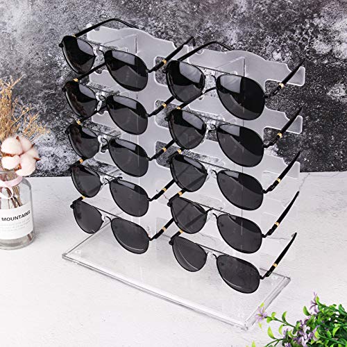 Lamoutor 2 Row Sunglasses Rack Holder Glasses Display Stand Transparent