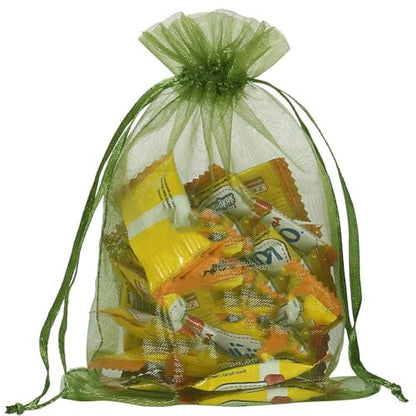 Gmnosuw 100pcs Sheer Organza Mesh Drawstring Gift Bags 4x6 Inch Olive Green - color: Light Green, size: 4x6 Inch (Pack of 100)