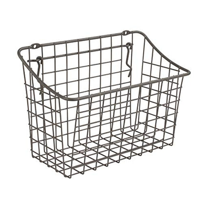 Spectrum Large Wire Basket Pegboard Wall Organizer Metal Pegboard Storage Bin Dual Mounting System for Garage Tools Workshop Supplies Craft Room Organization & Accessories, Industrial Gray
